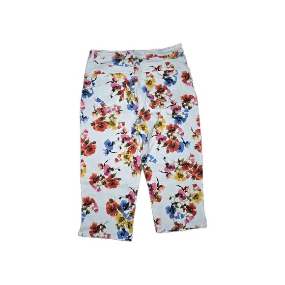Gloria Vanderbilt Amanda Capri Jeans Women’s 12 White Multi-Color Floral - Picture 3 of 9